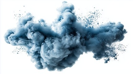 Poster - Dark blue smoke swirling against a white background creating an abstract visual effect