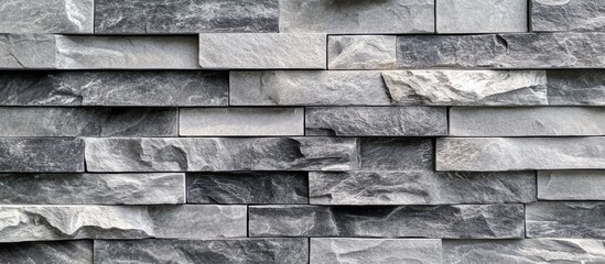 Poster - Textured gray stone wall with unique patterns suitable for architectural designs and creative backgrounds in various projects