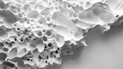 Poster - Textured concrete surface with unique patterns and holes on a white background showcasing artistry in material design and craftsmanship.