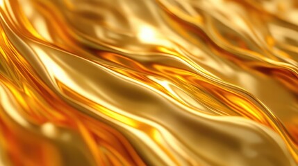 Poster - Luxurious golden wave texture creating a smooth blurred background perfect for elegant designs and festive themes.