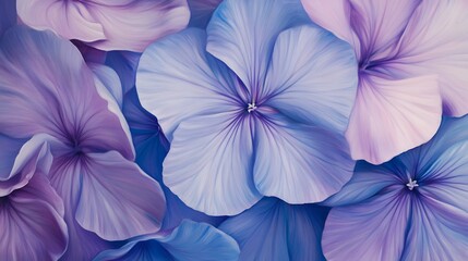 Poster - Close-up of pastel purple and blue flowers.