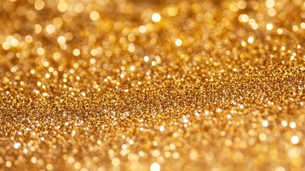 Poster - Golden glittering bokeh background featuring shimmering sparkles and defocused circles ideal for festive designs and elegant presentations