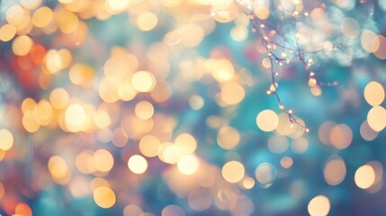 Poster - Gold sparkling lights create a festive background filled with abstract bokeh and defocused glowing elements perfect for winter cards or invitations
