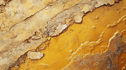 Poster - textured golden surface with cracks and rough patches creating an abstract, warm aesthetic for backg
