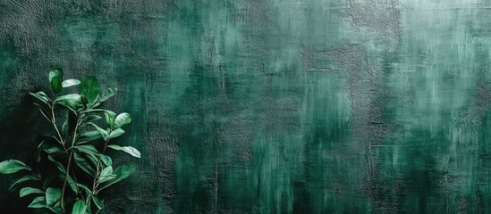 Poster - Green textured cement wall with unique patterns ideal for modern interior design and decorative backgrounds in contemporary spaces.