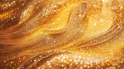 Poster - Golden shimmering abstract background with sparkling lights and defocused bokeh circles ideal for festive designs and elegant templates.