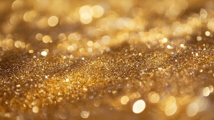 Poster - Golden shimmering bokeh abstract background with blurred light effects for festive and elegant designs
