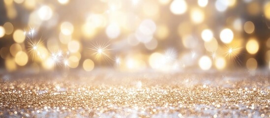 Poster - Golden festive backdrop with shimmering sparkles and bokeh ideal for celebrations events and ceremonial occasions
