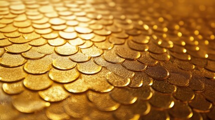 Poster - Gleaming golden texture with scale patterns reflecting light in an elegant and luxurious background for design and decoration purposes