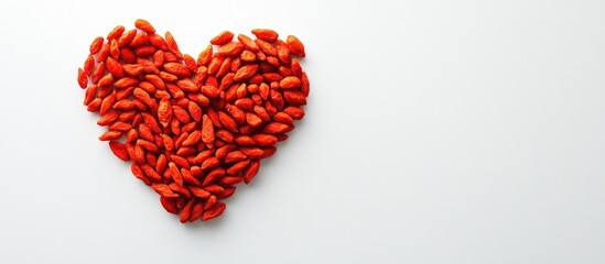 Aufkleber - Heart shape created with goji berries on a clean white background perfect for text placement in health and wellness designs