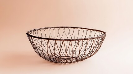 Aufkleber - handcrafted wire basket elegantly displayed against a soft pastel background for home decor or storage use