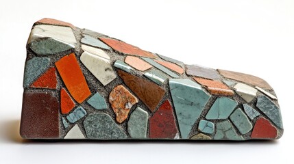 Poster - Handcrafted mosaic door stop featuring vibrant colors and unique geometric patterns for home decor and functionality