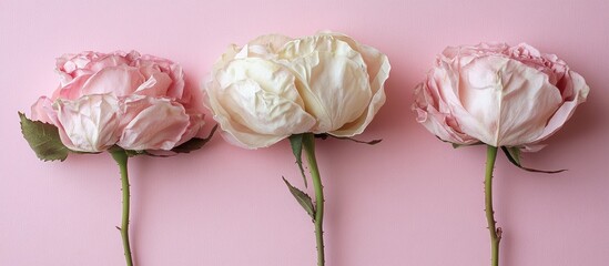 Poster - Elegant display of blush peonies arranged on a soft pink background highlighting the beauty of nature and floral aesthetics