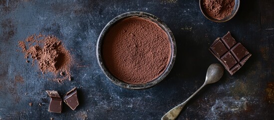 Poster - Healthy no-bake vegan chocolate cake recipe with sugar free and fat free ingredients showcased on a rustic kitchen background