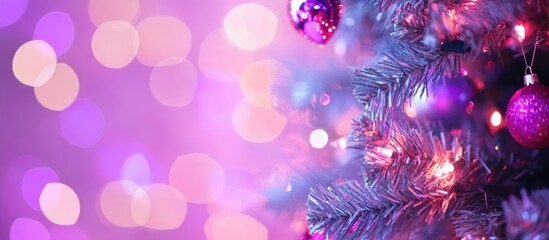 Aufkleber - Festive bokeh lights and Christmas tree decorations creating a vibrant holiday atmosphere with sparkling colors and warmth in blurred background