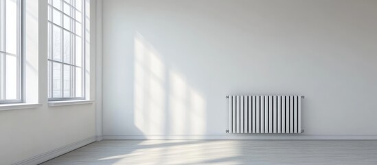 Leinwandbilder - Minimalist interior space with natural light highlighting empty room and modern radiator ideal for design and decor inspiration