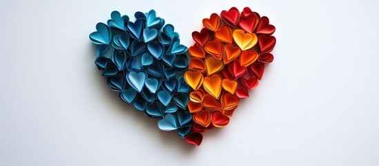 Poster - Colorful paper hearts arranged in a vibrant heart shape symbolizing love and creativity for Valentine's Day or romantic occasions.