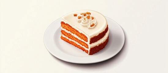 Poster - Delicious homemade carrot cake layered with cream cheese icing and walnuts served on a white plate perfect for dessert lovers.