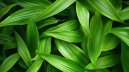 Poster - Lush green foliage background texture of vibrant leaves.