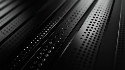 Poster - Close-up view of textured metallic surface with perforations highlighting contrasts and patterns in light and shadow