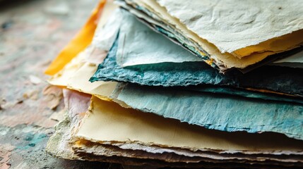 Poster - Eco-friendly Handmade Paper Crafted from Recycled Materials Aesthetic Texture and Layers Natural Colors Artisan Craftsmanship