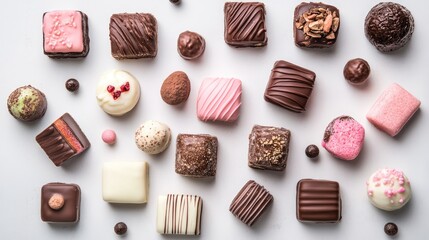 Aufkleber - Assorted Handmade Chocolates and Sweets on a Bright Surface Delicious Treats Display for Dessert Lovers and Special Occasions