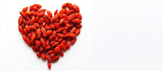 Aufkleber - Goji berries heart shape design on white background with space for text perfect for health and wellness promotions or greeting cards