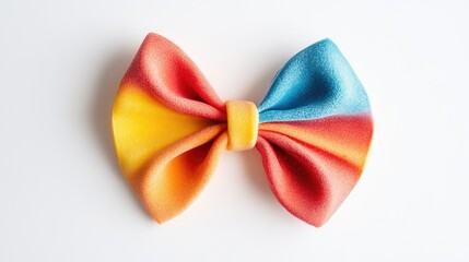 Aufkleber - colorful handmade bow shape created with vibrant paste on a clean white background showcasing intric