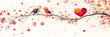 © Ram - Two colorful birds perched on a flowering tree branch with falling petals and a heart symbolizing love and romance, creating a charming, romantic springtime atmosphere