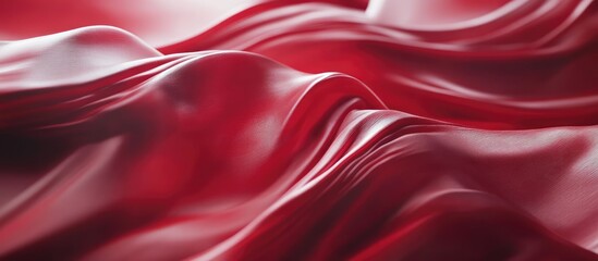 Leinwandbilder - Luxurious red silk texture with flowing wave lines creating an elegant backdrop for holiday branding and beauty themed designs.
