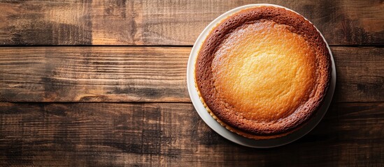 Aufkleber - Homemade cake displayed on wooden table overhead view showcasing dessert texture and details inviting indulgence and culinary delight