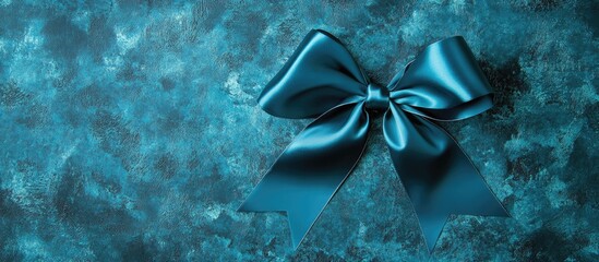 Aufkleber - Elegant top view of a holiday gift box adorned with a satin bow against a textured backdrop ideal for festive promotions and surprise ideas.
