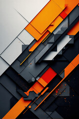 Canvas Print - Abstract geometric composition featuring orange, grey and white shapes