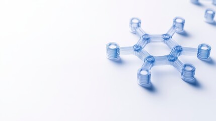 Poster - a close-up of a blue molecular structure on a white background, highlighting its intricate design an