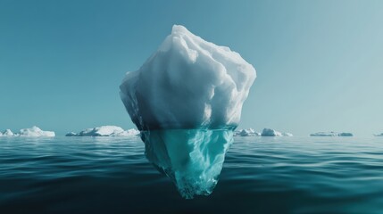 Poster - The tip of an iceberg floating in crystal blue ocean waters, massive hidden portion underwater Concept, Business