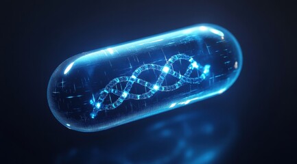 Wall Mural - abstract futuristic design of an empty work in the form of a carbon capsule with dna inside