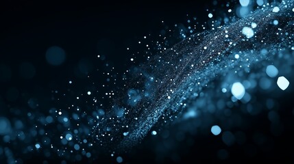 Poster - Vibrant blue particles create a mesmerizing wave effect against a dark background