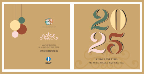 Wall Mural - 2025 new year and premium wish card design. geometry circle shapes. elegant card for event with simp