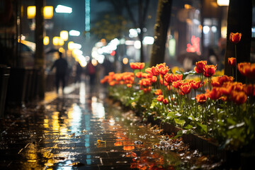 flowers in the night at night
