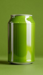 Poster - Green Aluminum Can Mockup on Solid Background, Empty Soda, Beer or Energy Drink Packaging Template