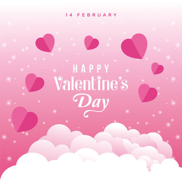 Happy Valentine's day text, hand lettering typography poster background with Heart 