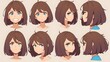 © FiDIO - Character sheet of young girl with expressions, anime style