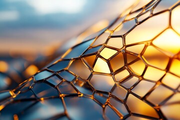 Poster - Intricate mesh against a breathtaking sunset highlighting the beauty of nature's architecture