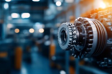 Poster - Industrial gear component showcasing precision engineering in a manufacturing facility