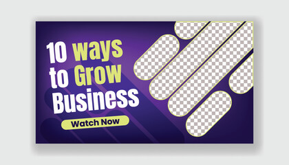 Wall Mural - youtube video cover thumbnail template design, customizable video thumbnail. corporate business and 