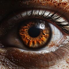 Sticker - Detailed close-up of a human eye with rich amber and hazel colors