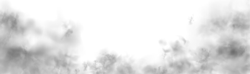 Special effect of steam, smoke, fog, clouds. Abstract gas on transparent background, vapor machine steam or explosion dust, dry ice effect, condensation, fume. Vector PNG illustration.	