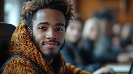 Poster - diverse group of students and seniors learning digital skills in classroom