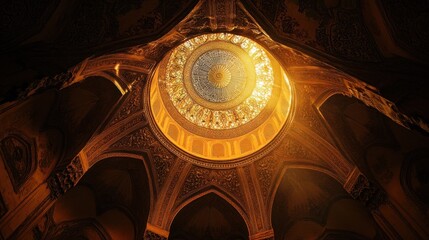 Poster - Ornate dome interior with golden light.