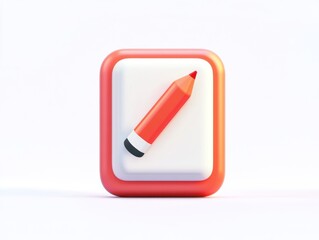 Poster - Red pencil icon on white background.